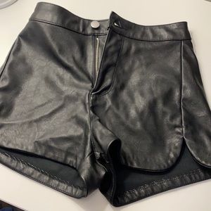 H&M Devided high waisted leather shorts